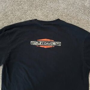 Vintage Harley-Davidson Black Long Sleeve Thermal Shirt XL Distressed Logo